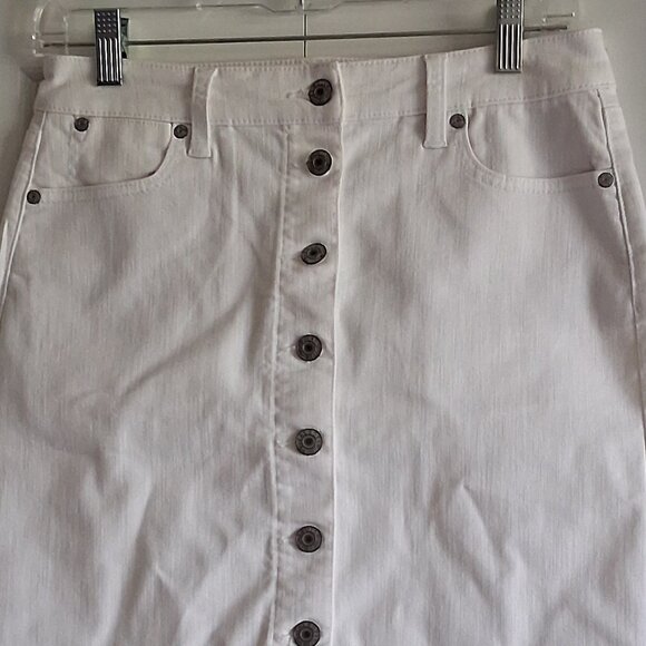 Talbots A-Line White Denim Button Up Skirt Women's Size 2 - Picture 2 of 11